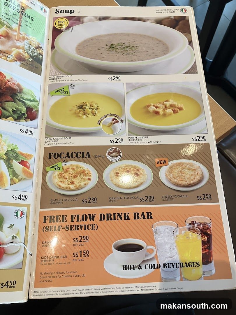 Soup and Focaccia Menu