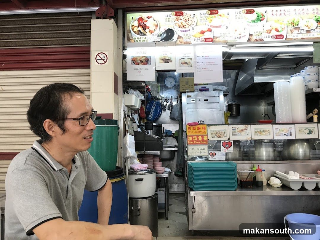 Food Stall Interior with Customer