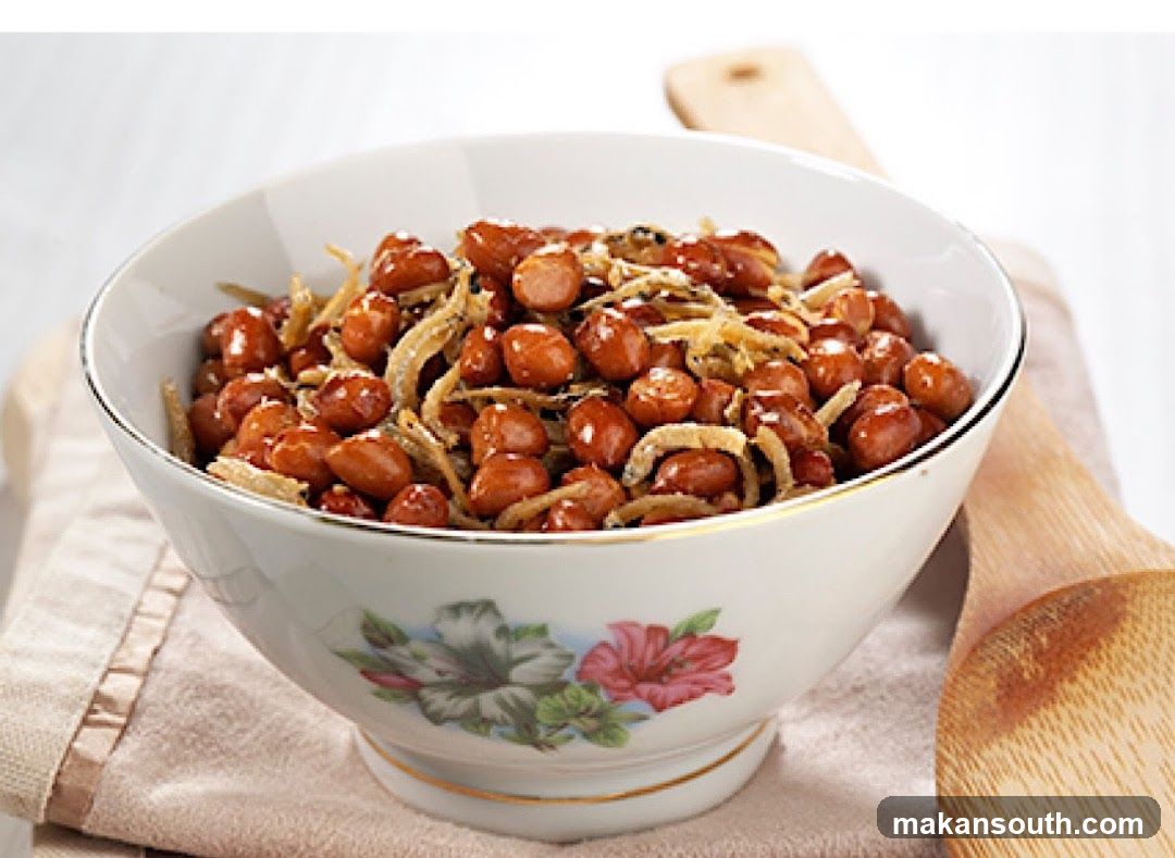 Bowl of Roasted Peanuts with Dried Fish