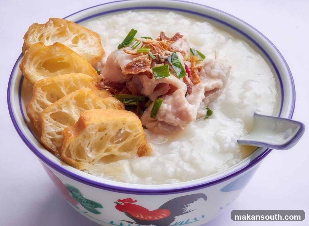 Congee with Pork and Fried Dough Sticks