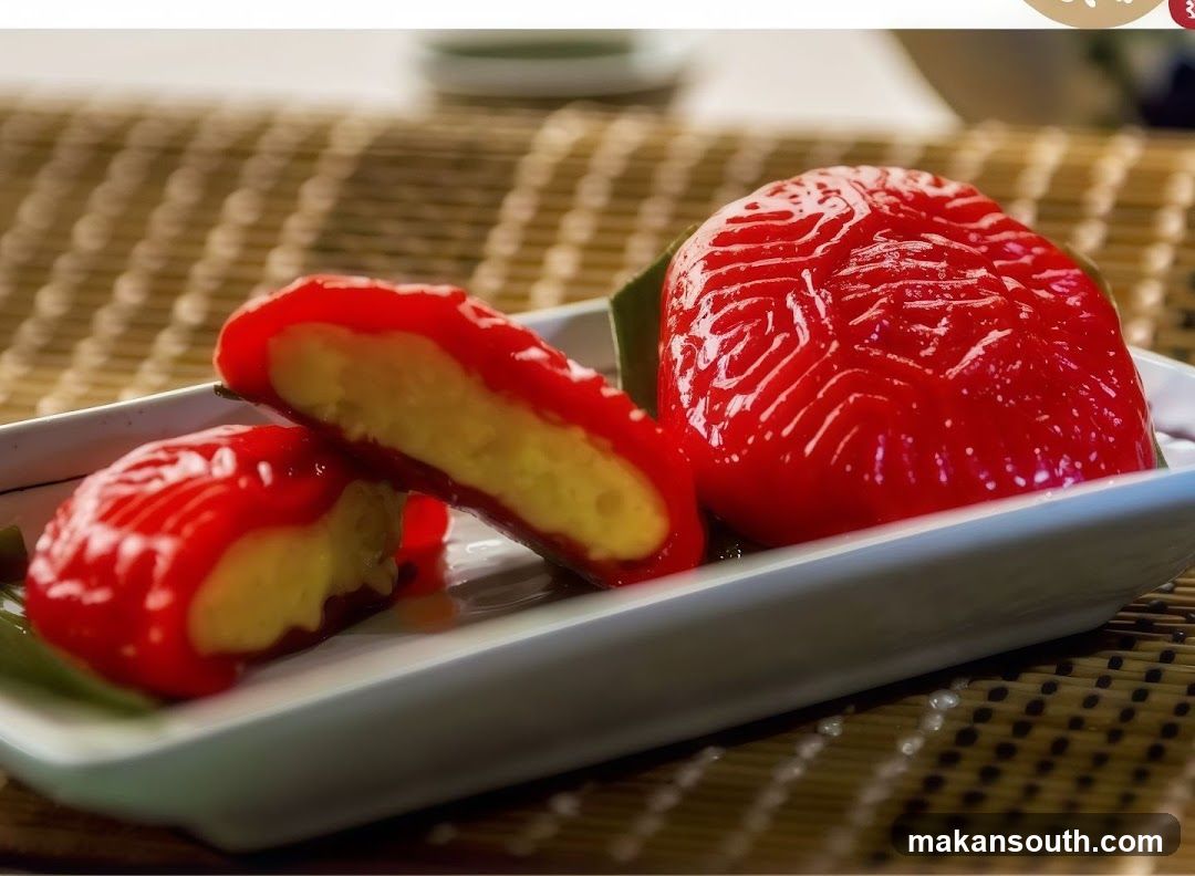 Red Glazed Dessert with Yellow Filling