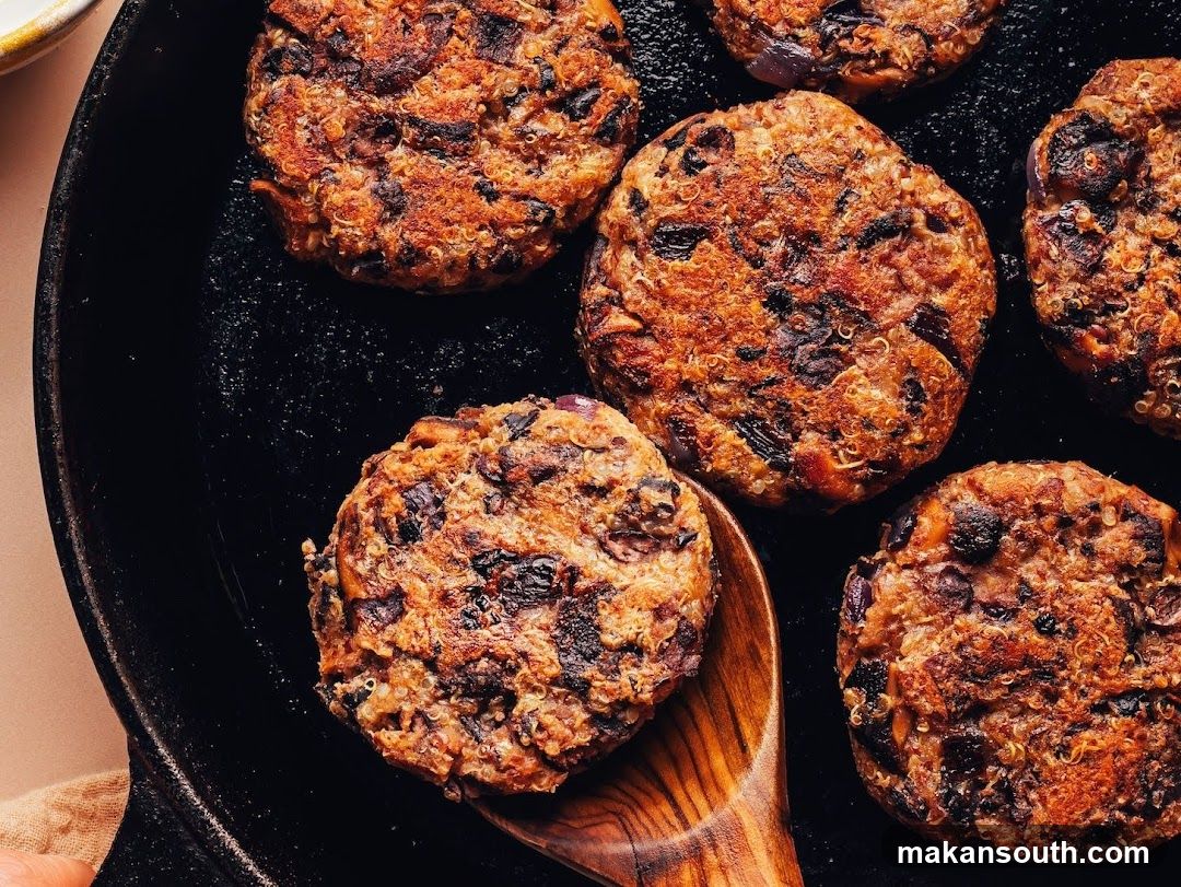 Seared Plant-Based Patties in Cast Iron Skillet
