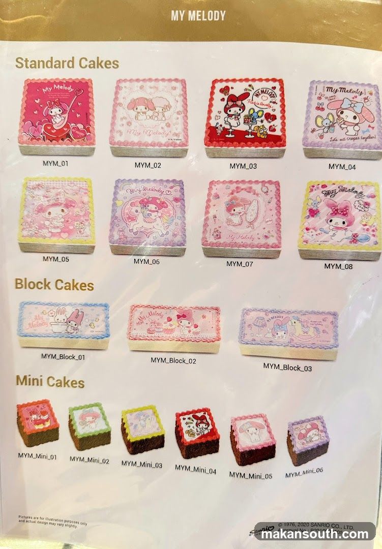 My Melody Cake Menu Display