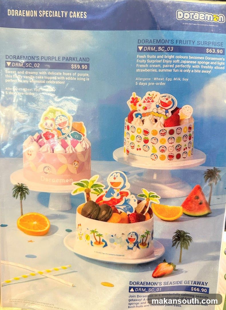 Doraemon Specialty Cakes Menu Display
