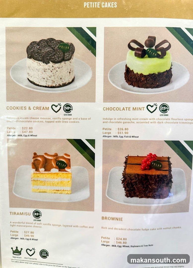 Petite Cakes Menu Display