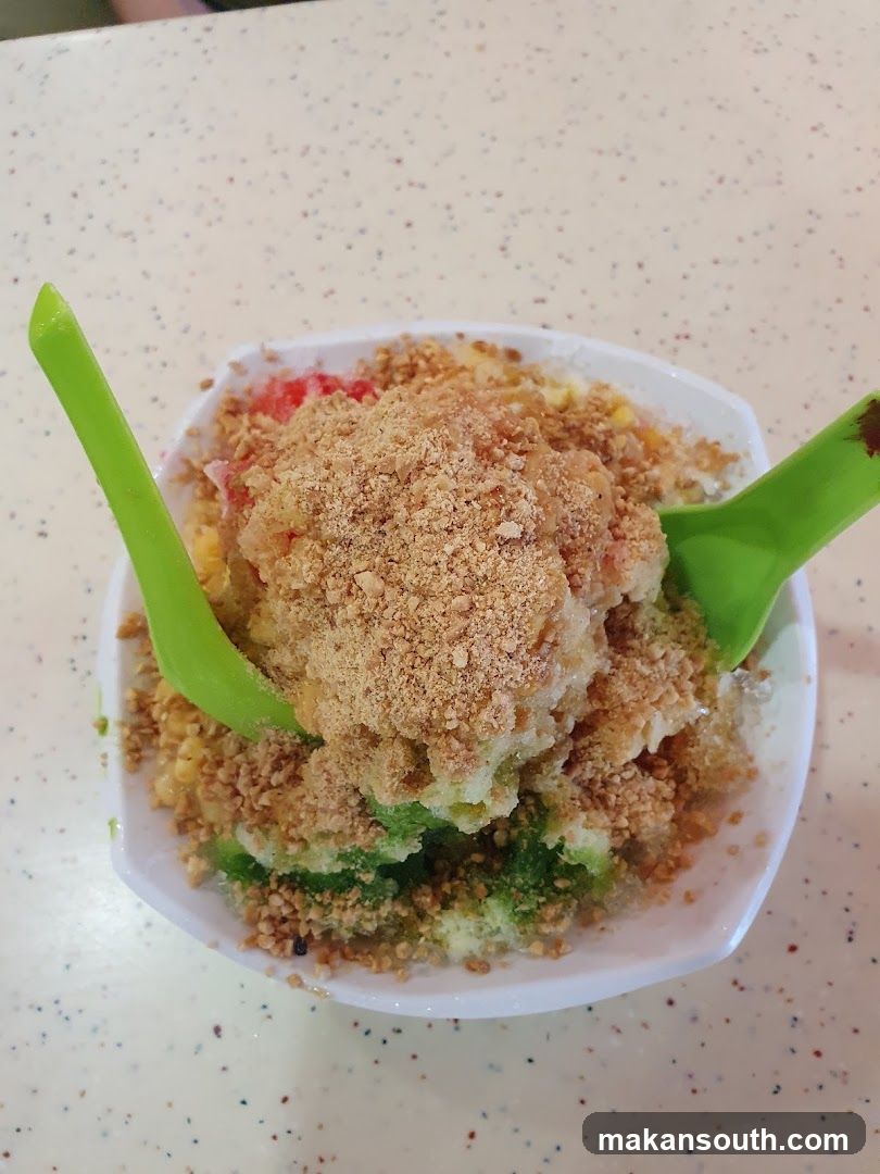 Ice cream dessert with crushed nuts