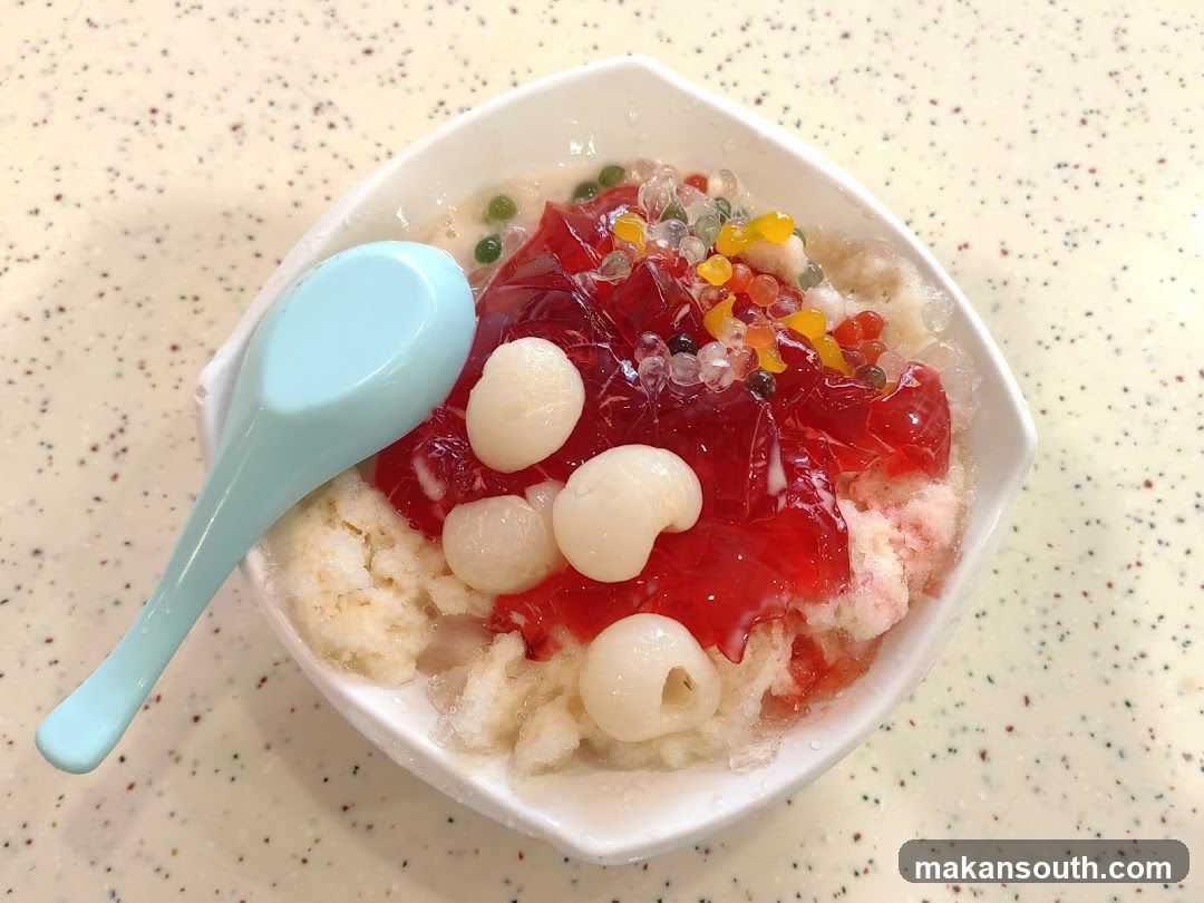 Ice cream dessert with toppings