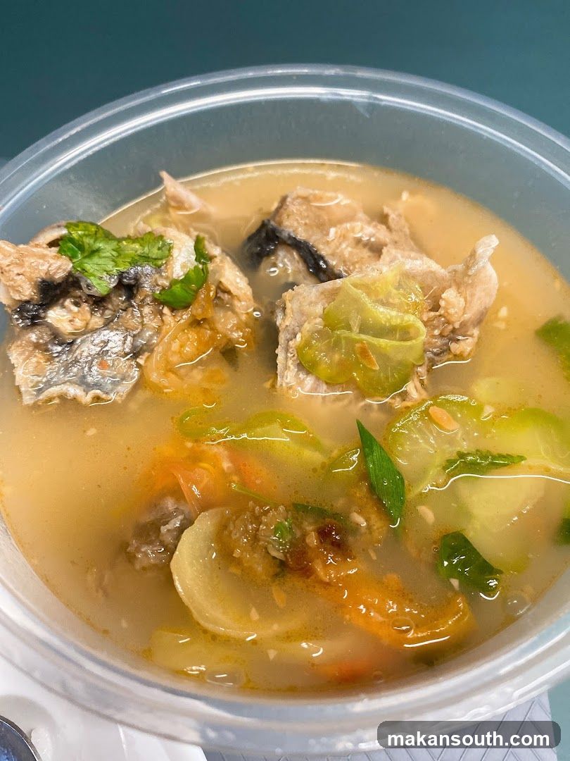 Soup in plastic container