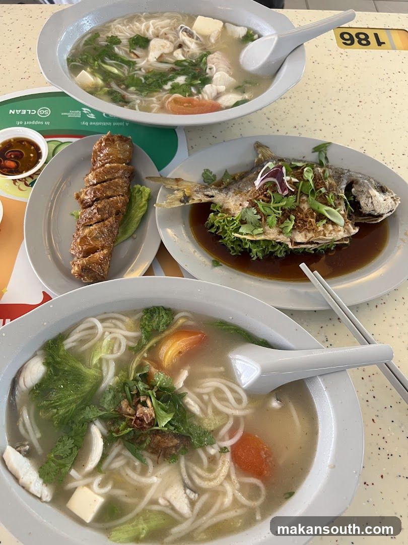 Food at a dining table