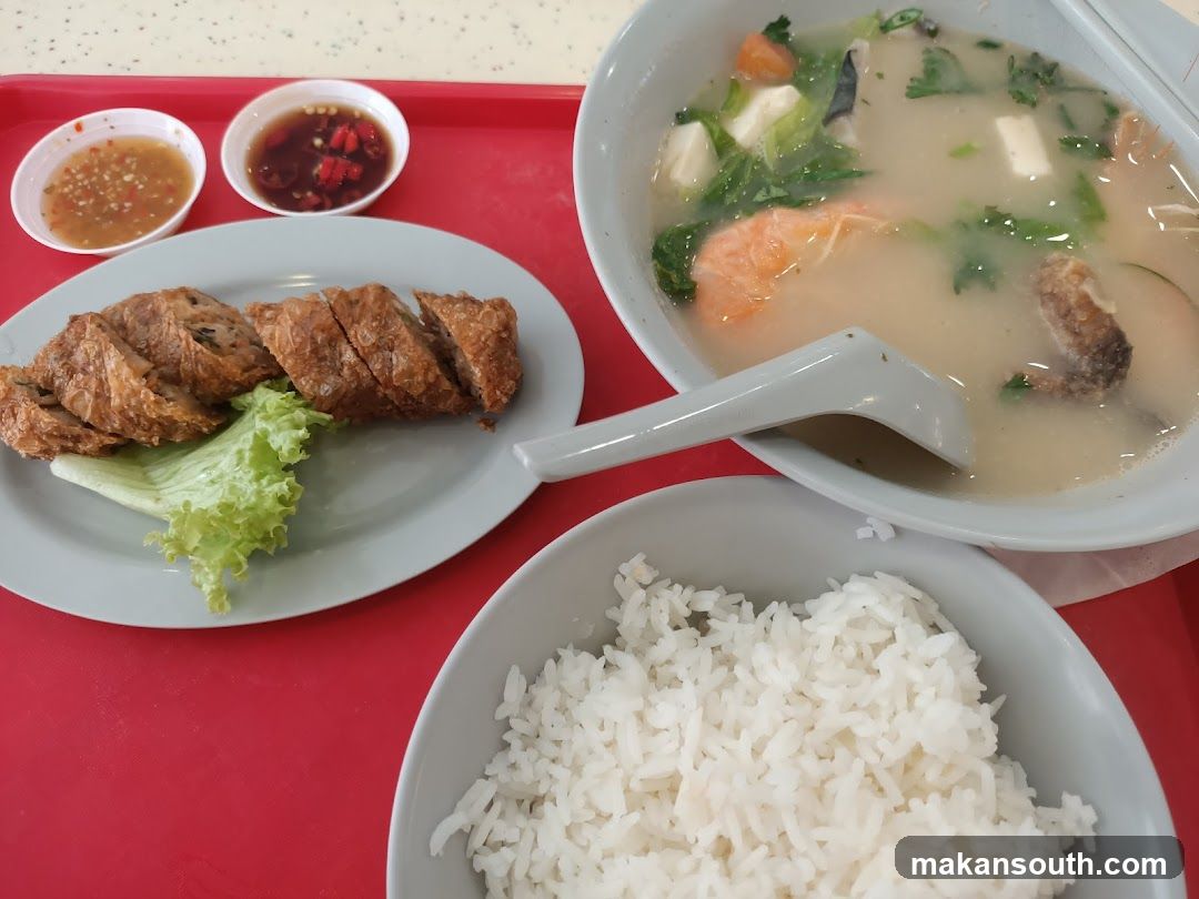 Food served on red tray