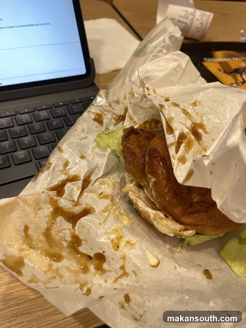 Eaten Burger with Laptop