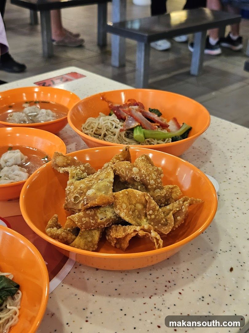 Food served in orange bowls
