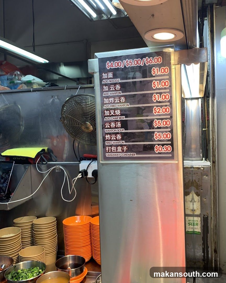 Food Add-Ons and Base Prices Menu