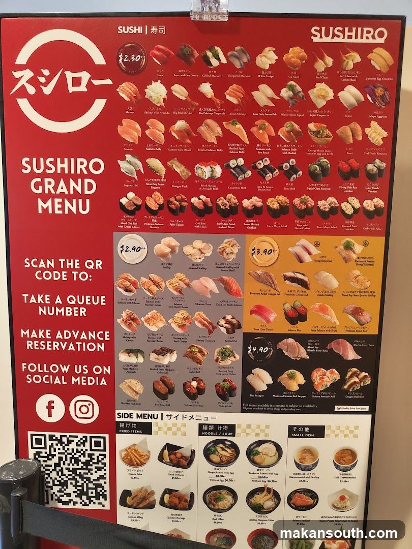Sushiro Grand Menu
