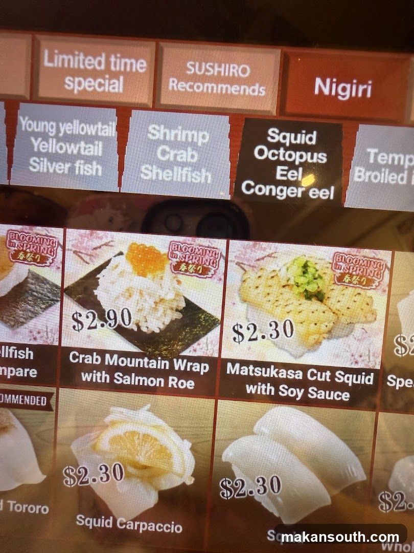 Sushi Menu Display