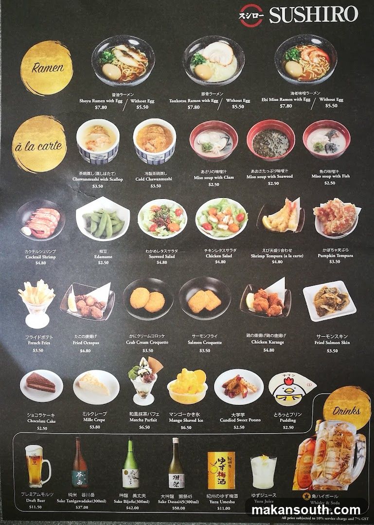 SUSHIRO Menu Board
