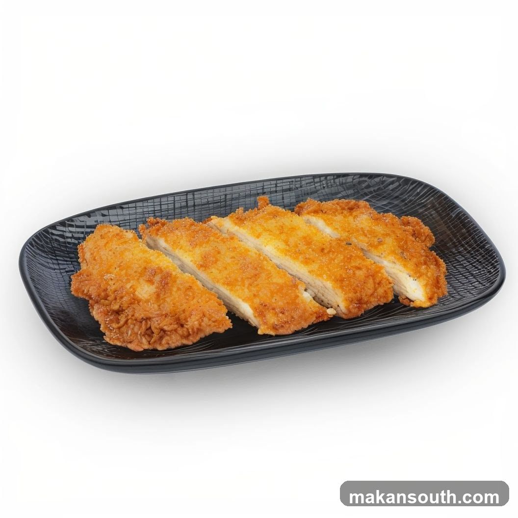 Crispy Breaded Cutlet on Black Plate