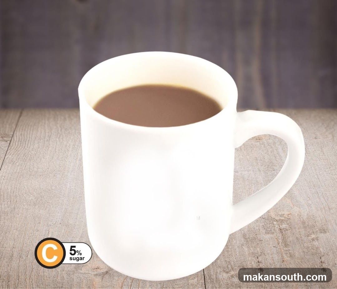White Mug of Coffee with Sugar Content Label