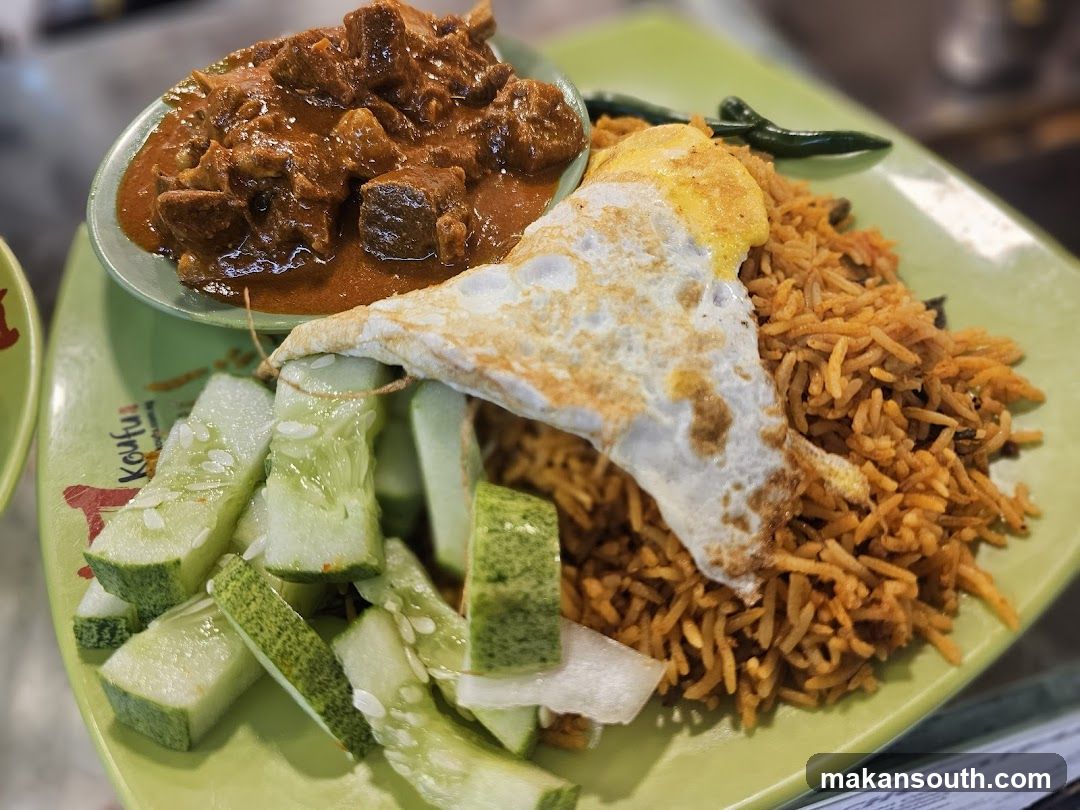Nasi Lemak Plate with Curry and Fried Egg