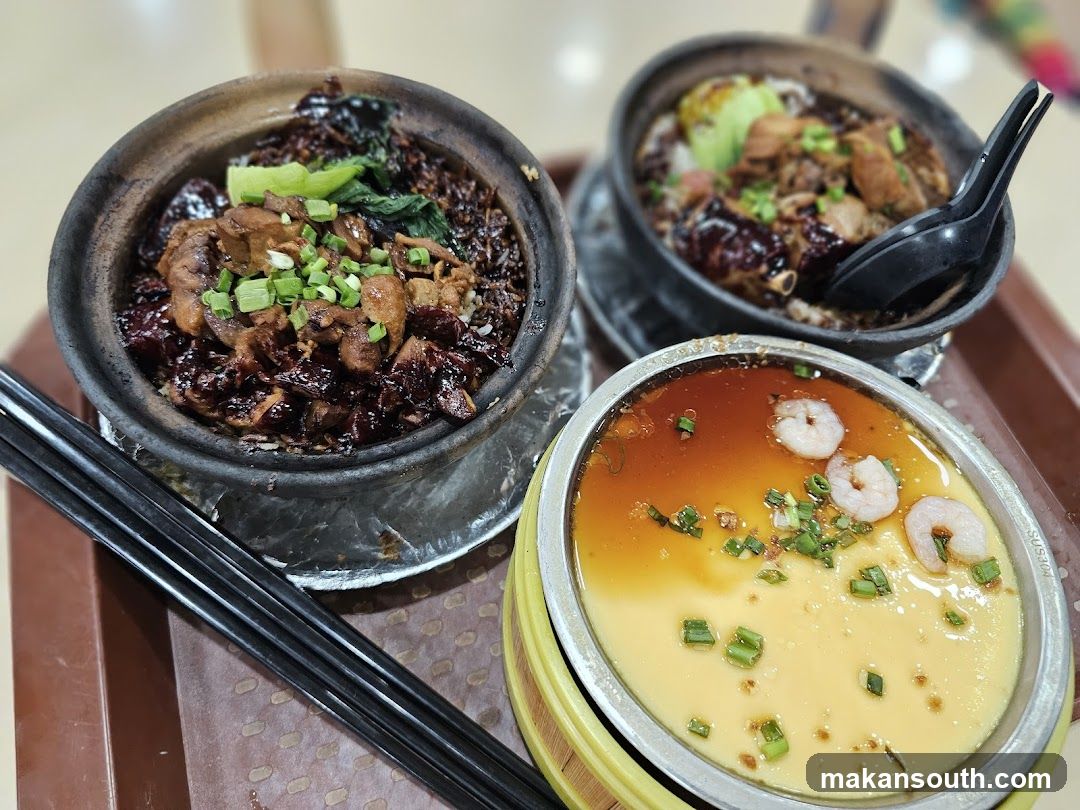 Cantonese Claypot Rice and Steamed Egg Dish