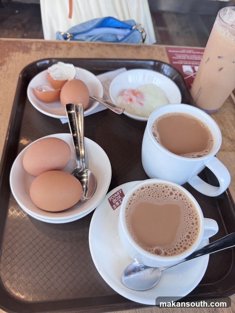 Breakfast Tray with Eggs and Tea