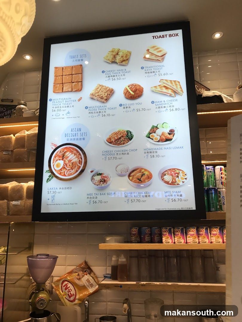Toast Box Menu Board