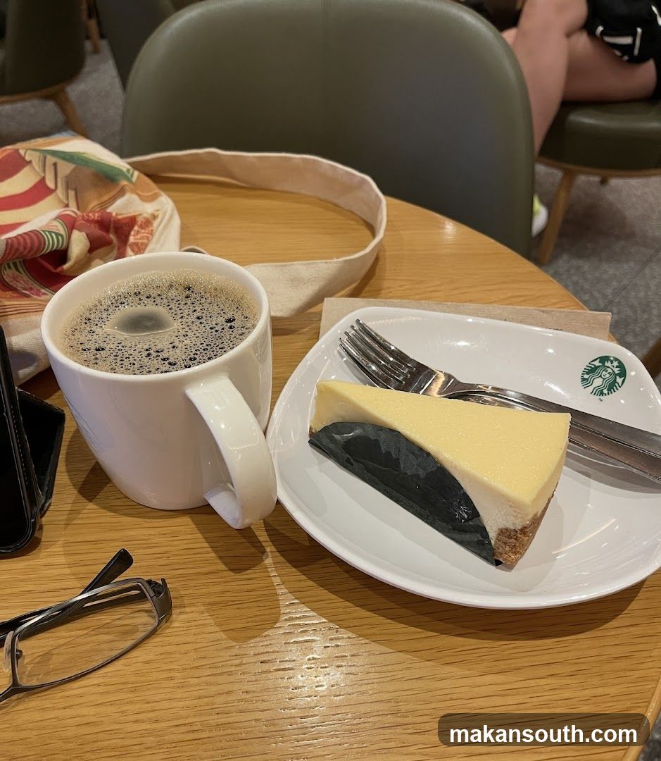 Coffee and Cheesecake at Starbucks