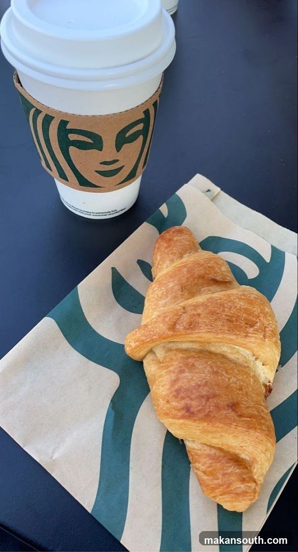 Starbucks Coffee and Croissant