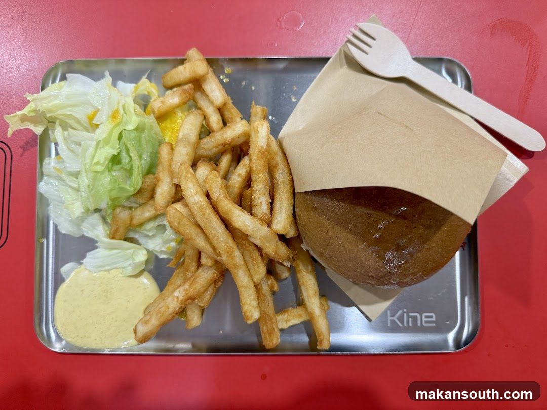 Food Tray with Burger, Fries, and Salad