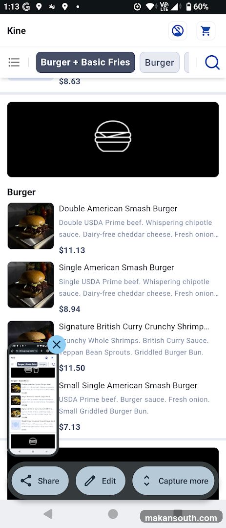 Kine Burger App Interface