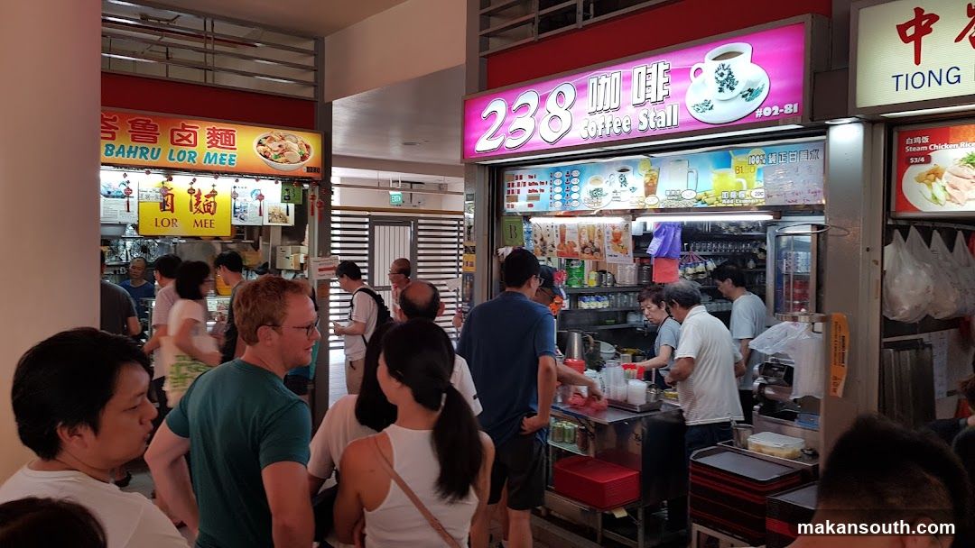 Food court interior with multiple stalls