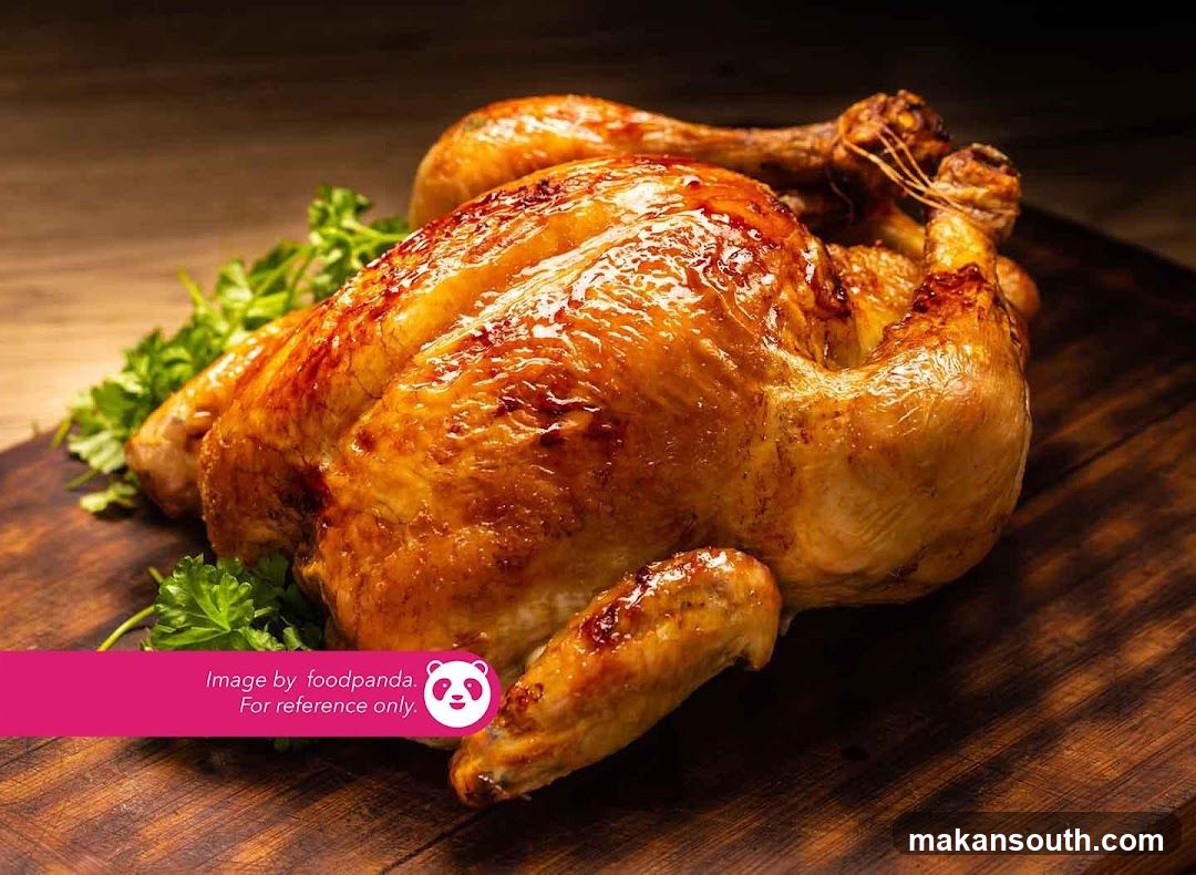 Roasted Chicken on Wooden Board