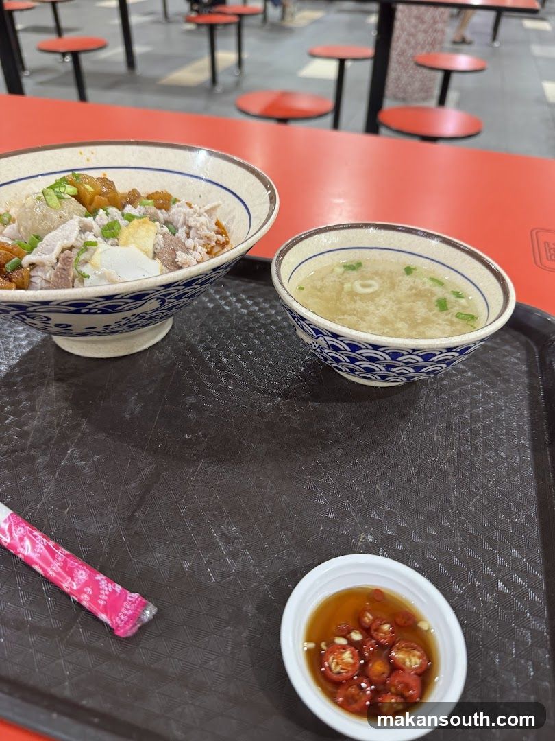 Food Tray with Bowls and Condiments