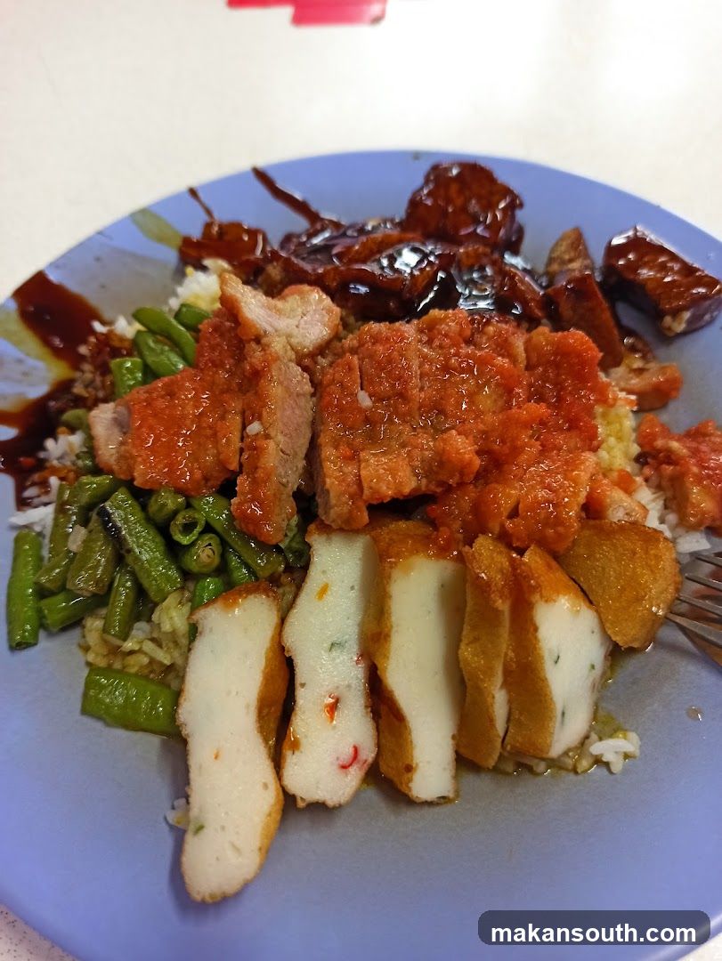 Rice Noodle Plate with Meat and Vegetables
