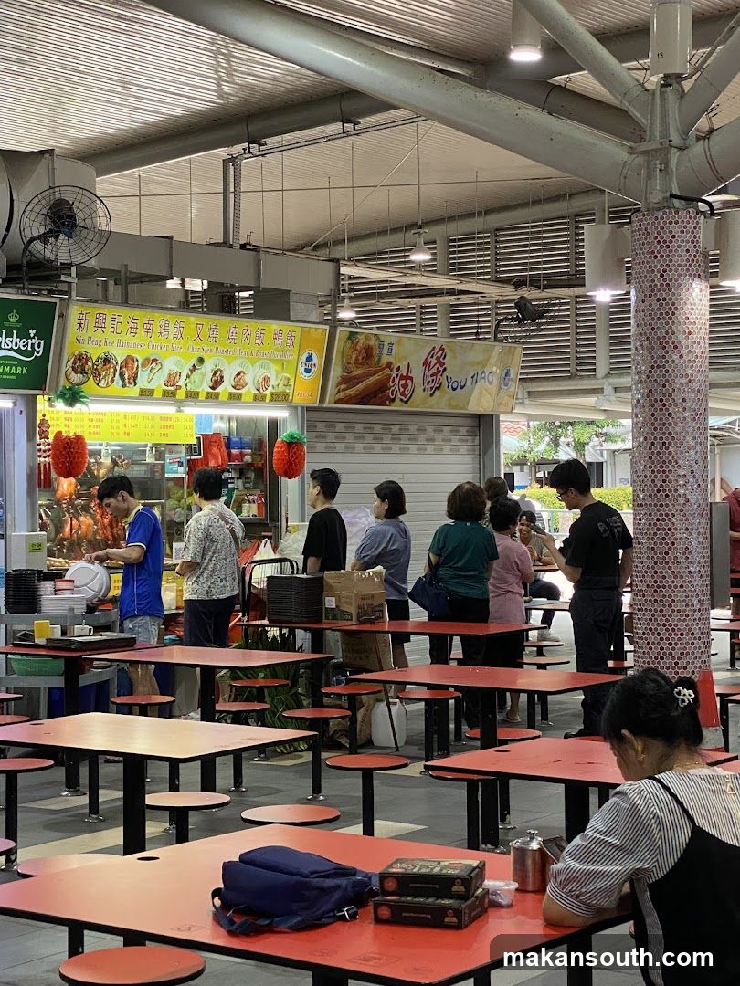 Food Court Interior with Queuing Customers