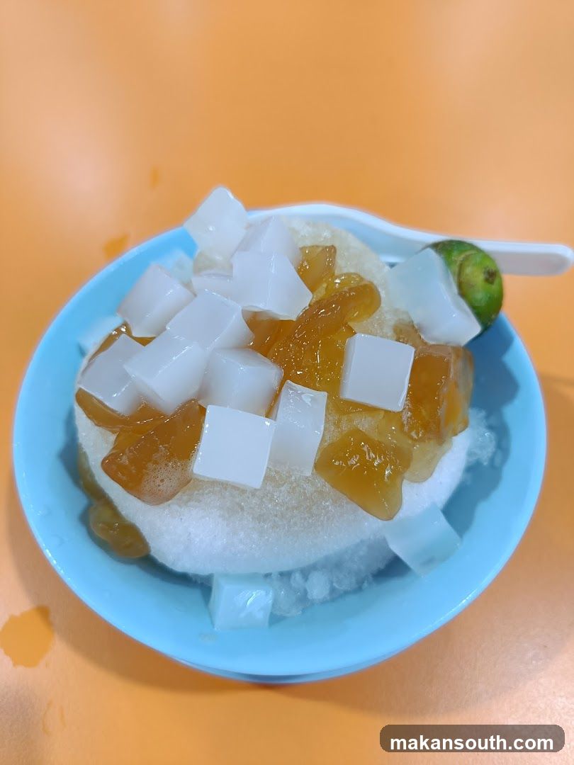 Dessert Bowl with Jelly Cubes and Syrup