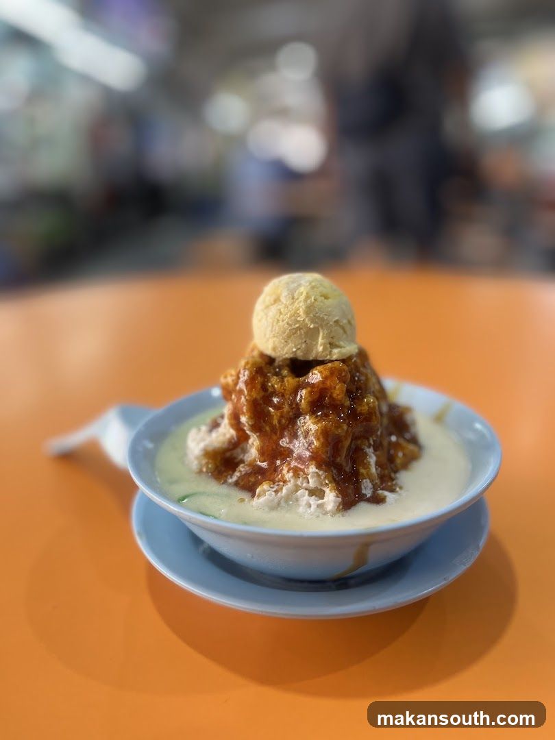 Dessert with Ice Cream and Syrup