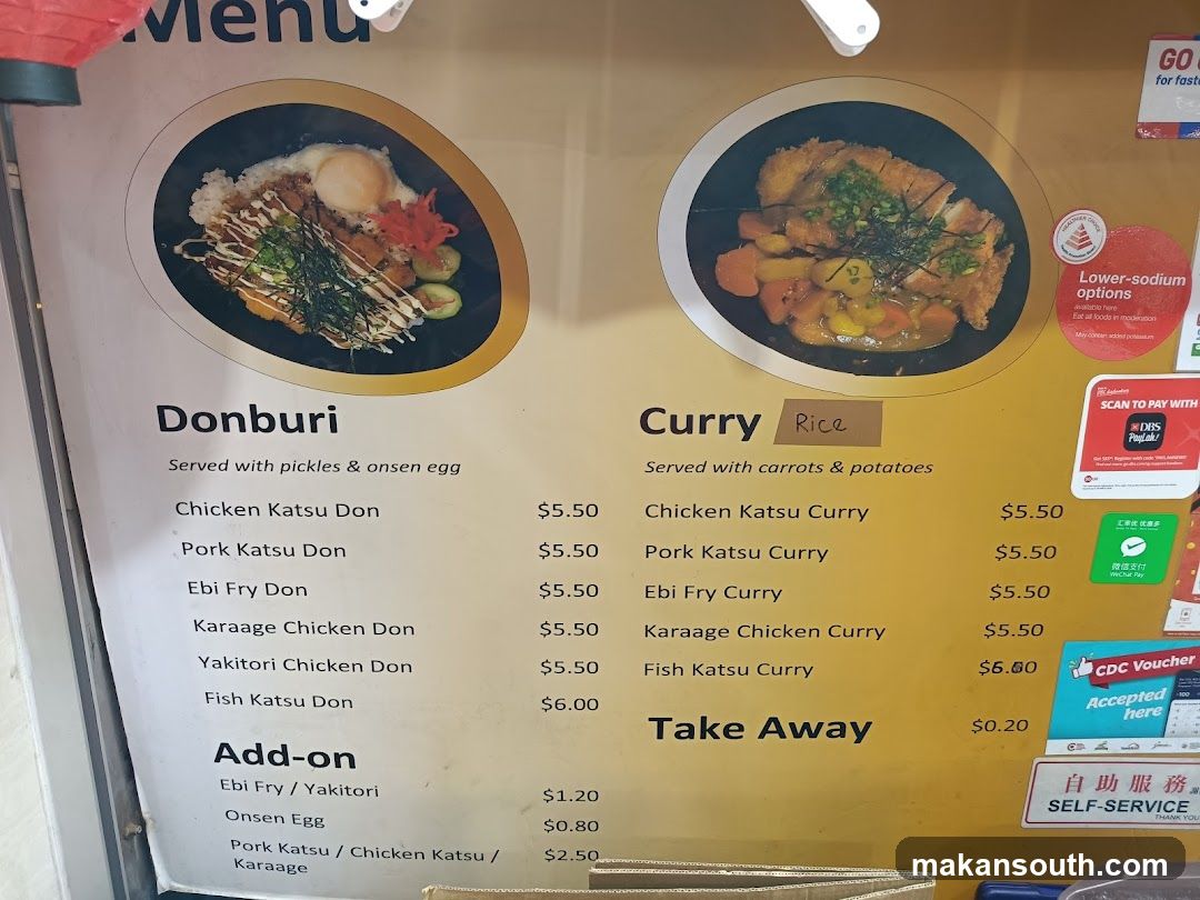 Donburi and Curry Menu Board