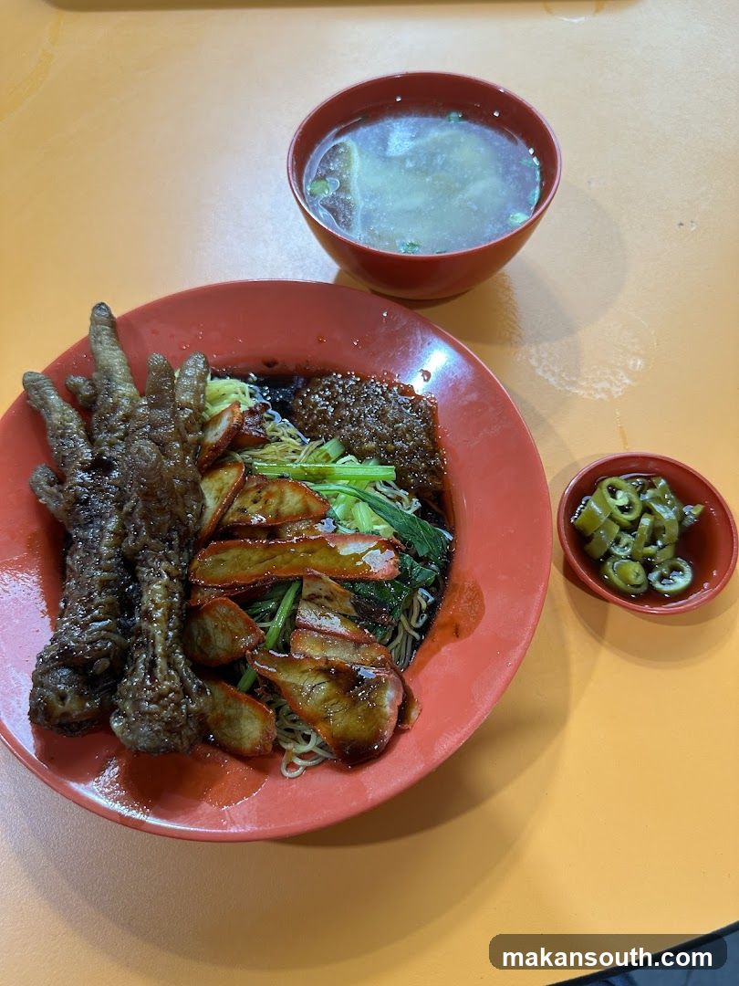 Noodle Dish with Chicken Feet and Soup