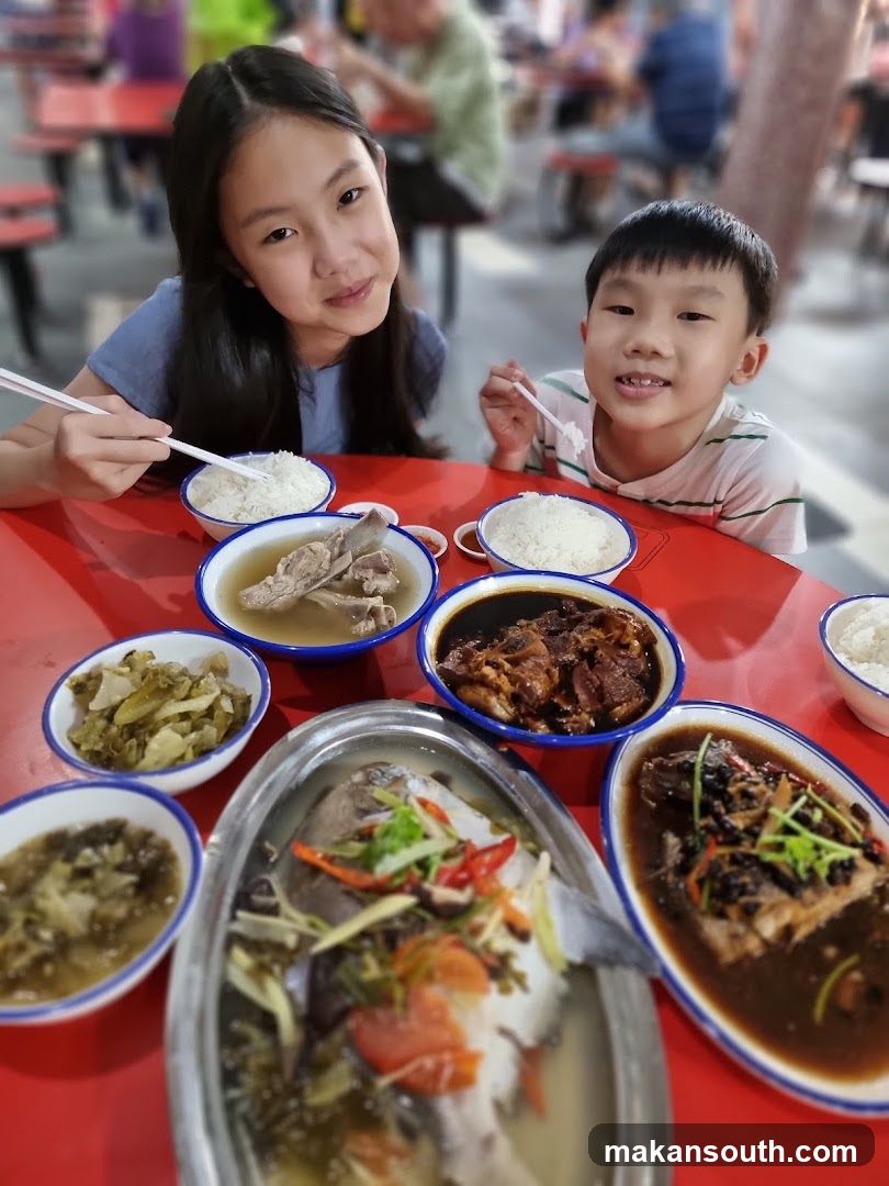 Family Meal at a Food Stall