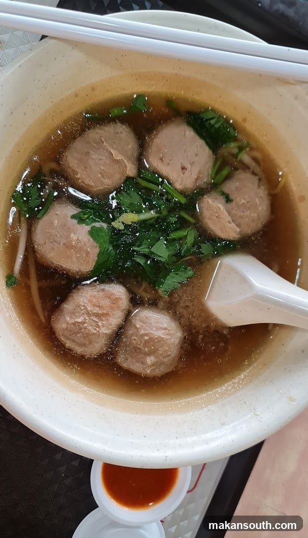 Bowl of Meatball Noodle Soup