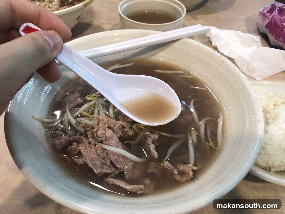 Bowl of Beef Noodle Soup with Rice