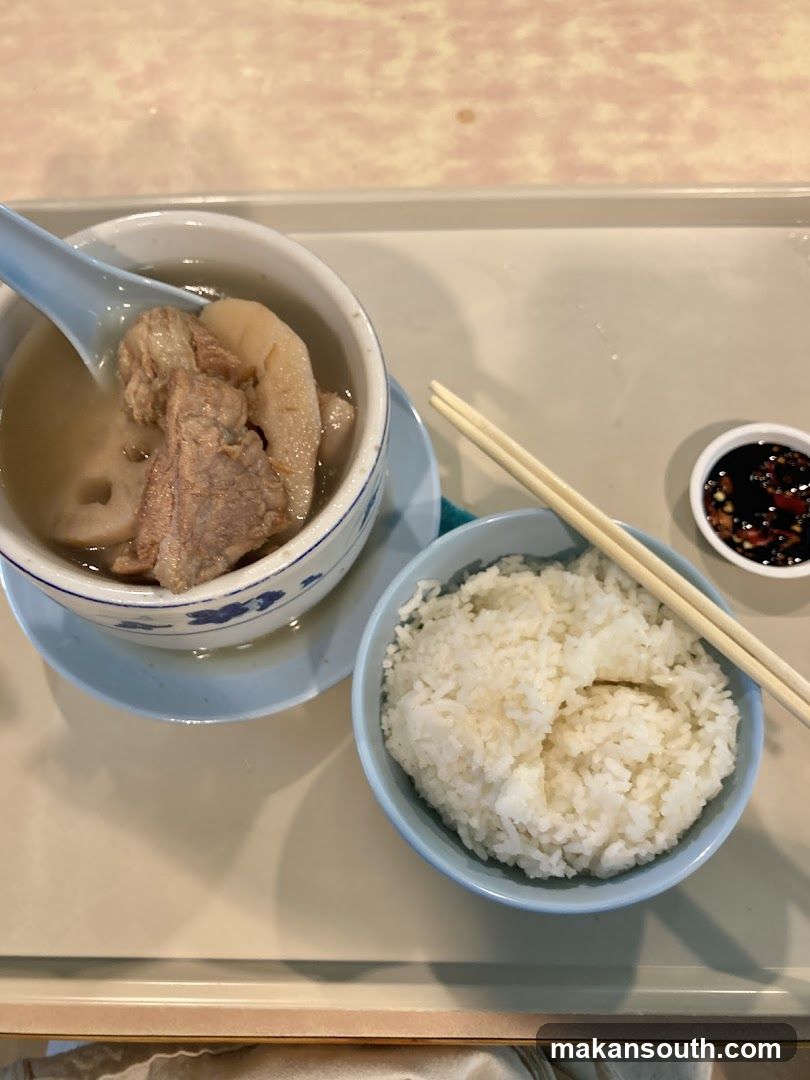 Dish with rice and soup