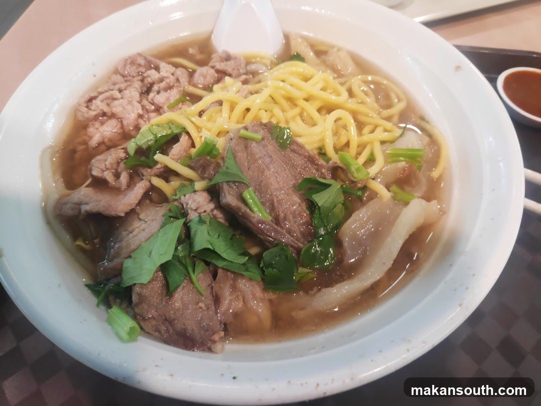 Bowl of Beef Noodles with Broth