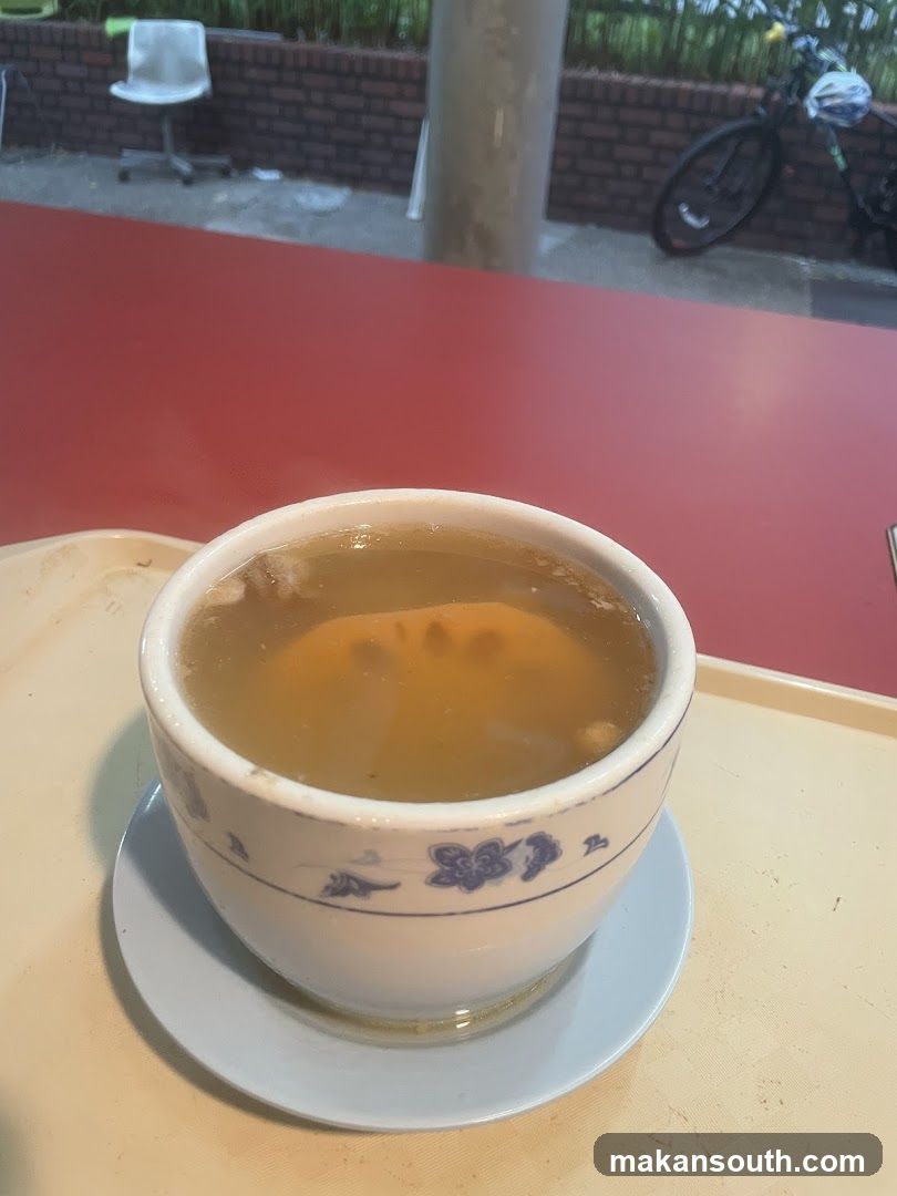 Bowl of soup on a tray