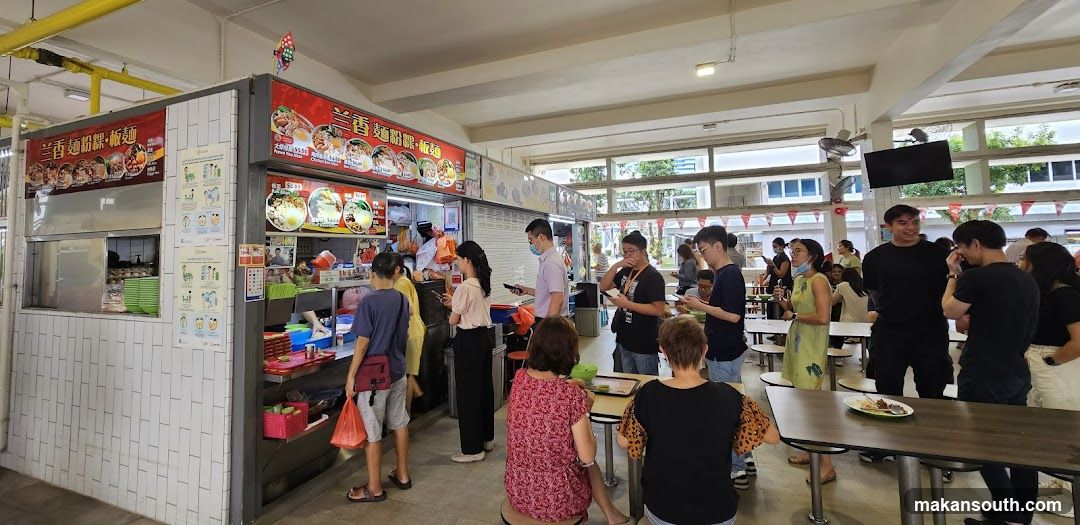 Food stall with customers