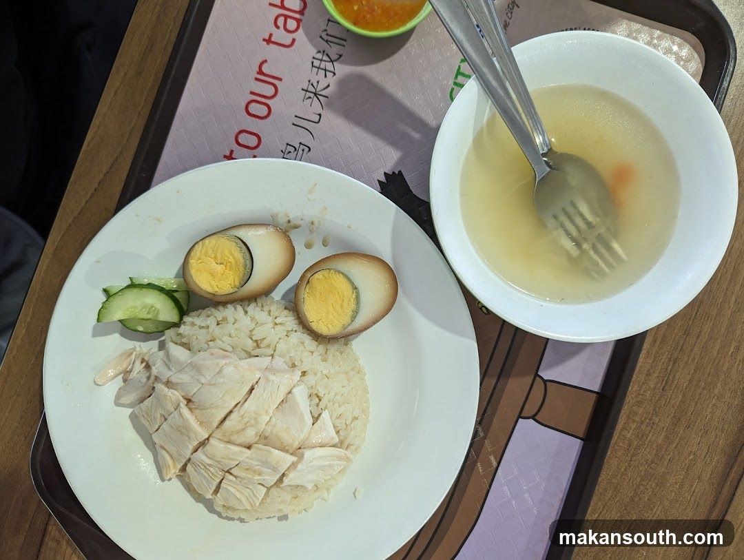 Chicken Rice with Egg and Soup