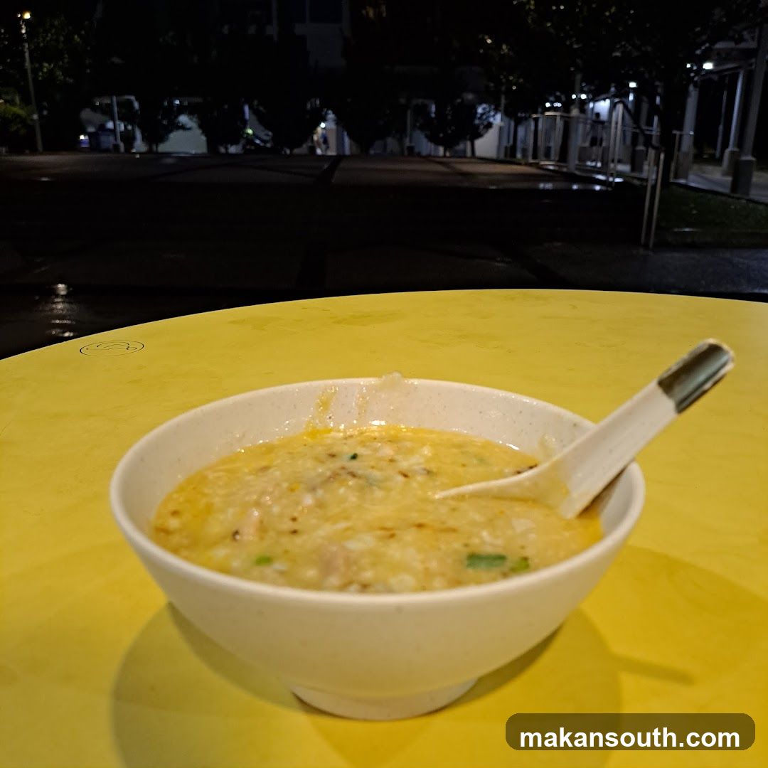 Bowl of Congee on Yellow Table