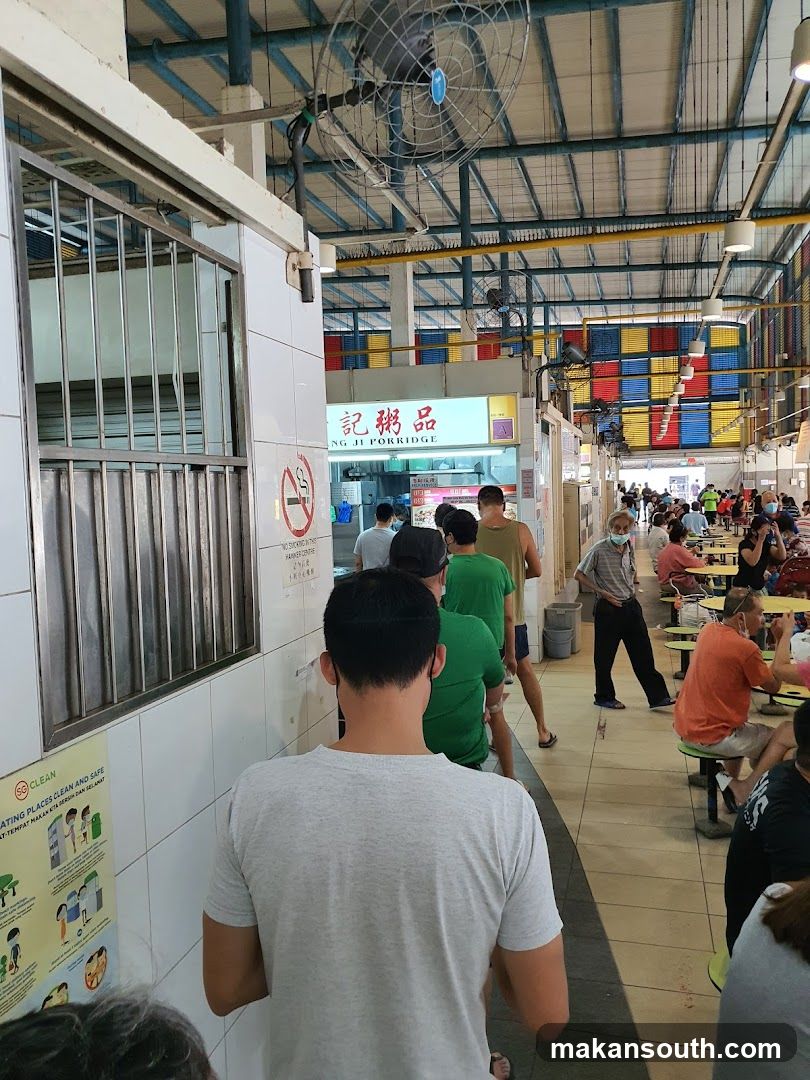 Food court with people queuing