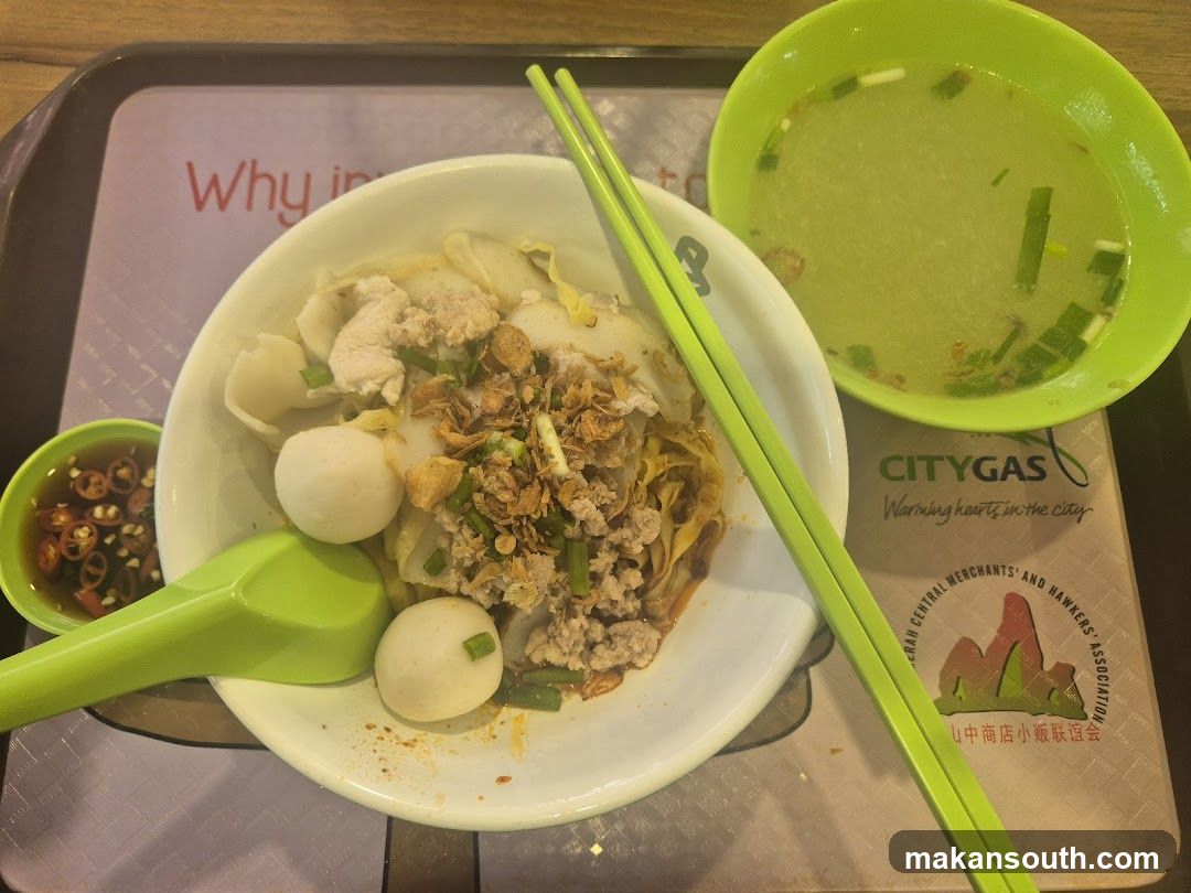 Noodles with Meatballs and Soup